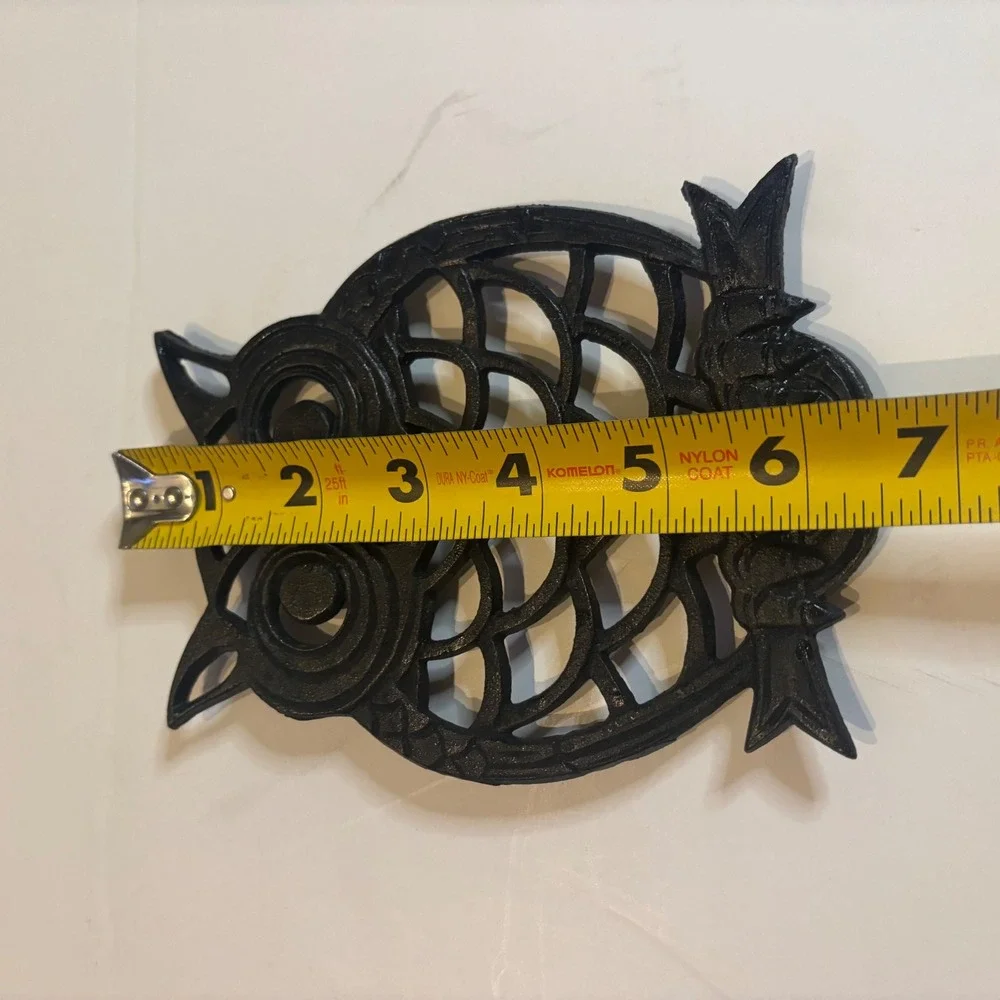 Vintage Black Cast Iron Owl Trivet Decor Pot Holder Rustic Farmhouse MCM REtro